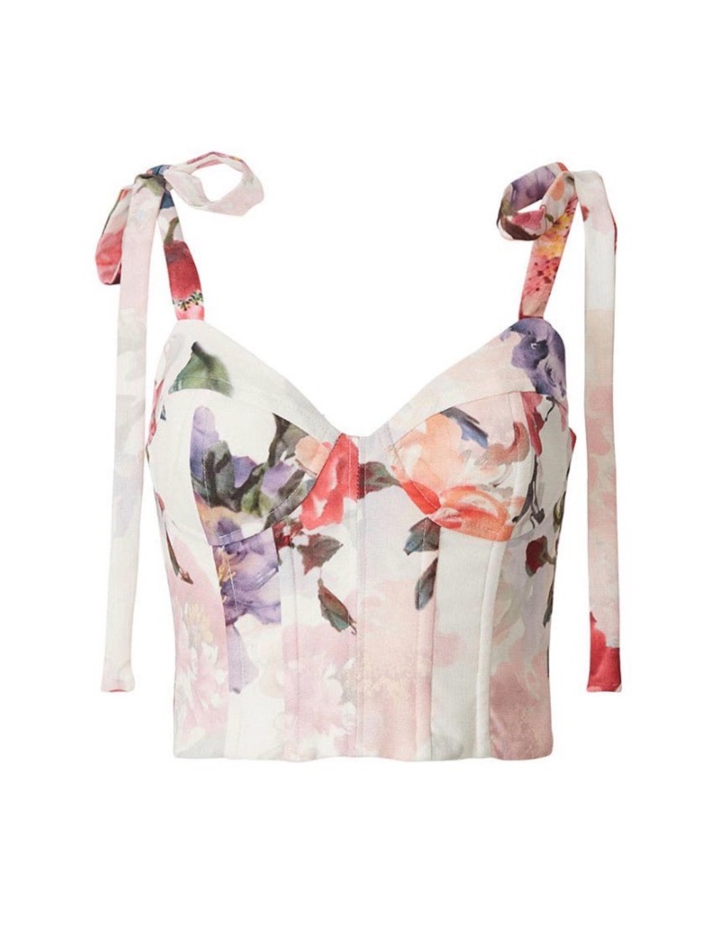 PatBo Floral Print Bustier Crop Top Size 4